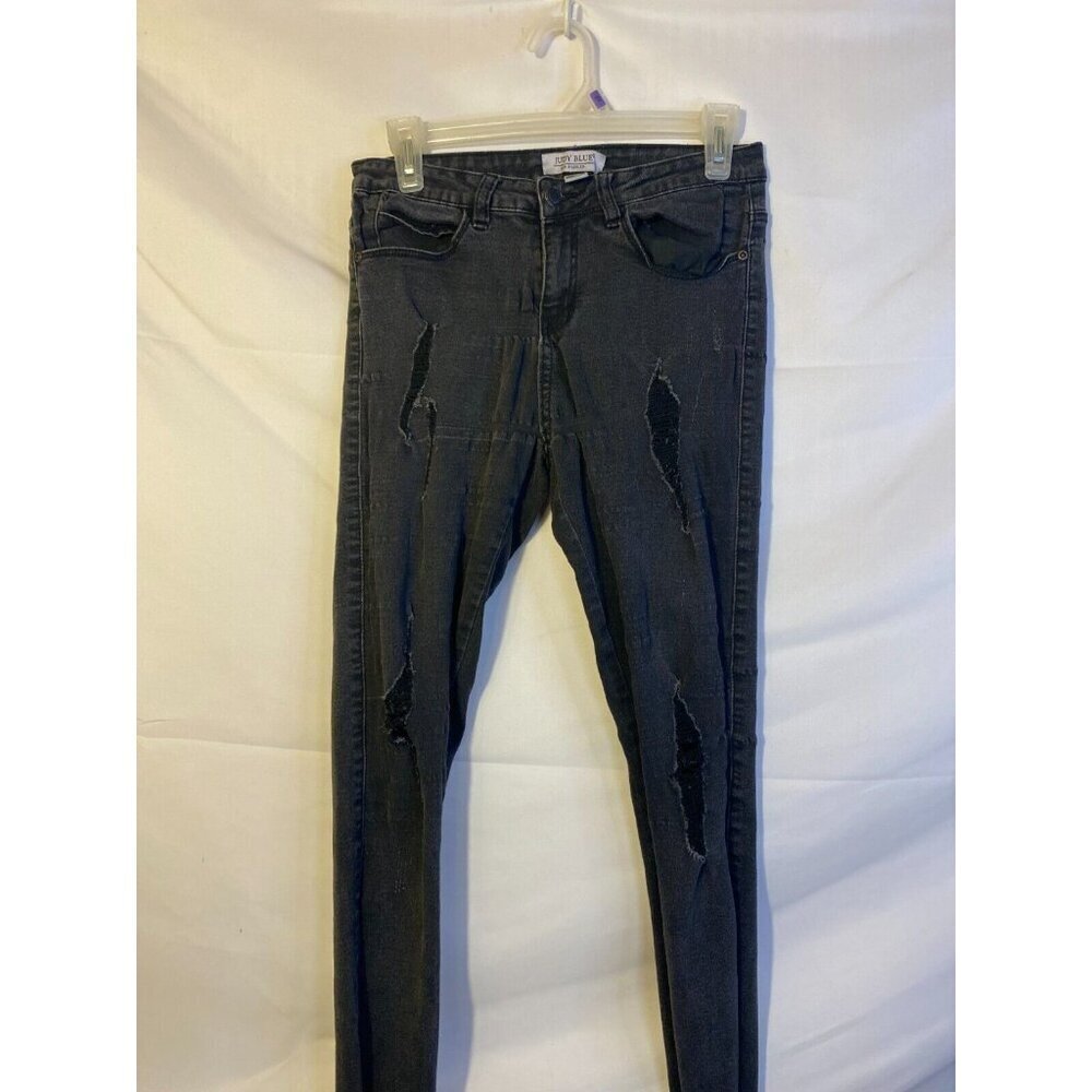 Judy Blue Black Strech Jeans Distressed Destroyed Women’s Grunge Goth 9‎ Juniors
